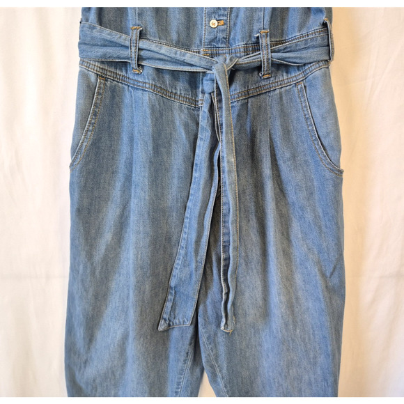 Anthropologie Pilcro Womens Blue Square-Necked Denim Jumpsuit US 8P - Picture 5 of 11